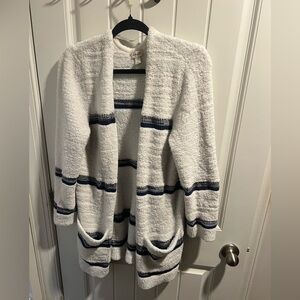 Cozy White and Black Striped Women's Sweater
